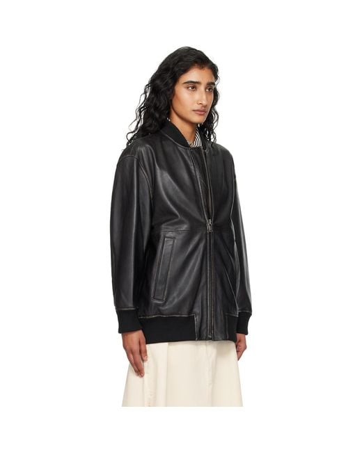 Weekend by Maxmara Black Tattico Leather Jacket