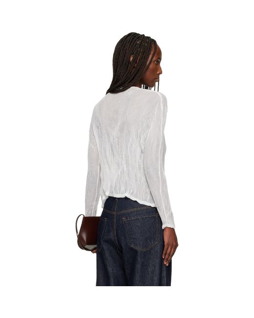 Issey Miyake White Chiffon Twist Cardigan