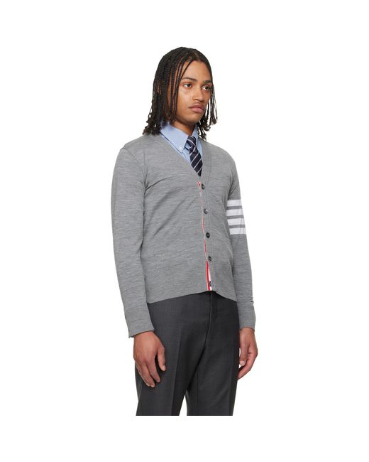 Thom Browne Gray Merino Wool 4-Bar Classic Cardigan for men