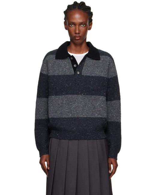 DUNST グレー Chunky ラガーシャツ Black