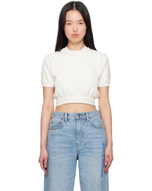 Alexander Wang Blue Off- Logo-Embossed Ribbed Chenille Top