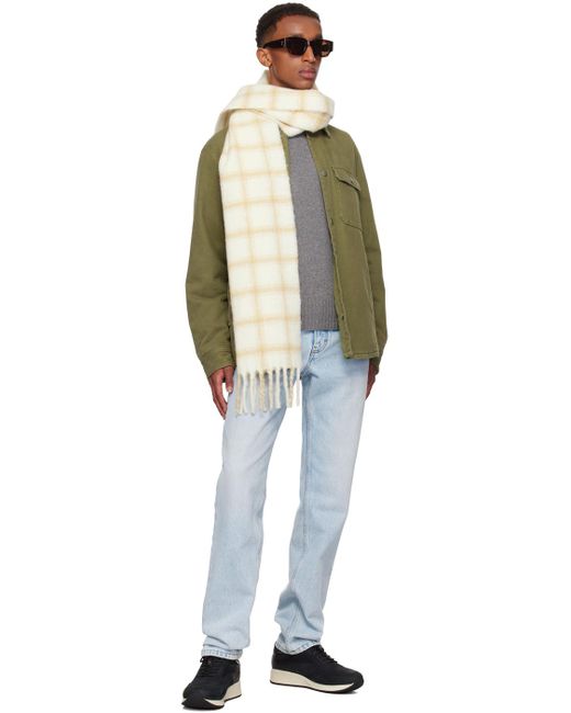 AMI Natural Off- & Checkered Label Scarf for men