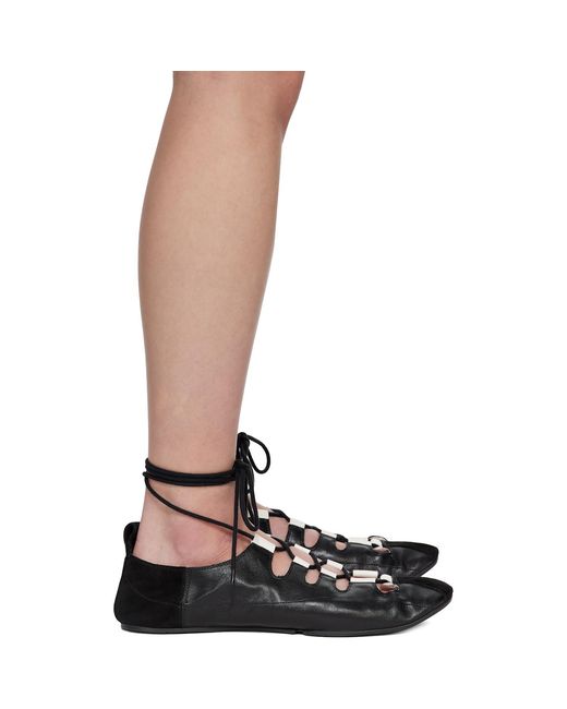Alaïa Brown Fold Laced Ballerina Flats