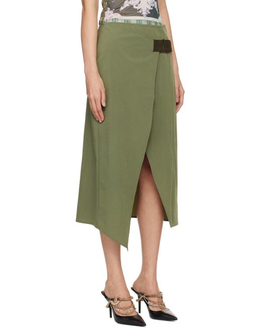 Miaou Green Khaki Solana Midi Skirt