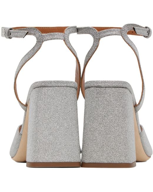 Staud White Silver Solange Heeled Sandals