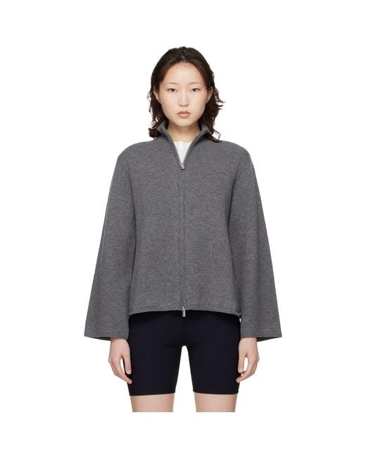 Loulou de Saison Gray Gabi Zipped Cashmere Sweater