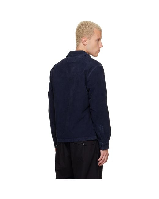 C P Company Blue Corduroy Button Lens Jacket for men