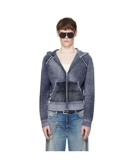 Acne Blue Zipper Hoodie for men