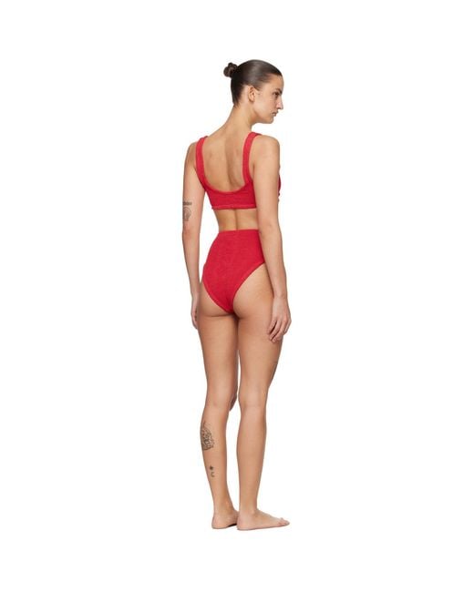 Hunza G Red Nadine Tonal Hoops Bikini