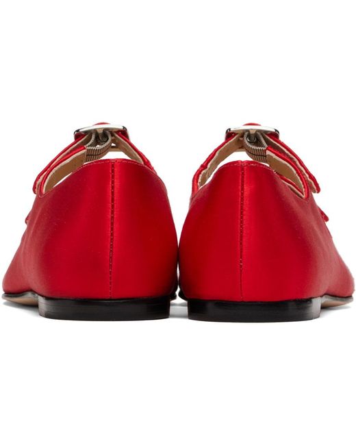Sandy Liang Red Ssense Exclusive Mj Double Strap Ballerina Flats