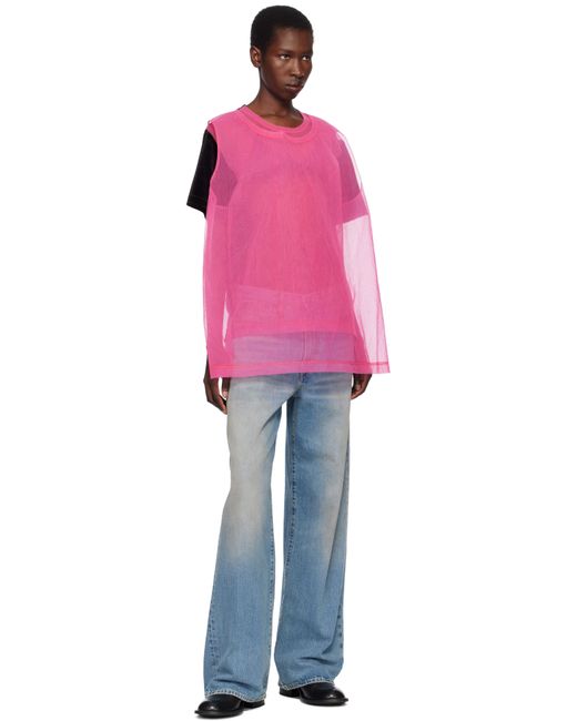 T-Shirt Noir Et Rose En Jersey Et En Tulle De Nylon Comme des Garçons en coloris Pink