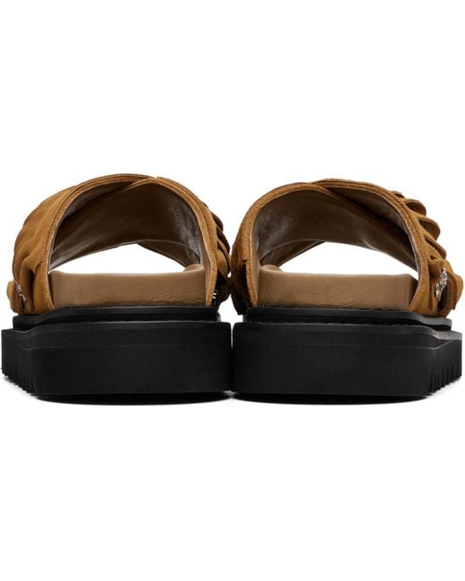Toga Virilis Brown Tan Suede Sandals for men