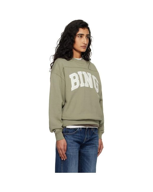 Anine Bing Green Khaki Trenton Bing Sweatshirt