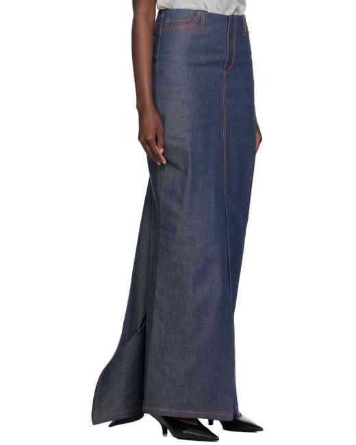 MERYLL ROGGE Blue Vented Denim Maxi Skirt