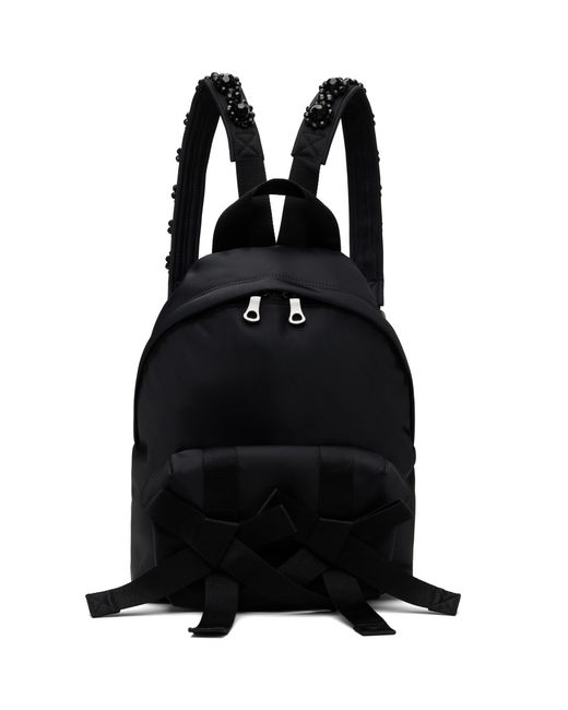 Simone Rocha Black Beaded Utility Bow Backpack for men