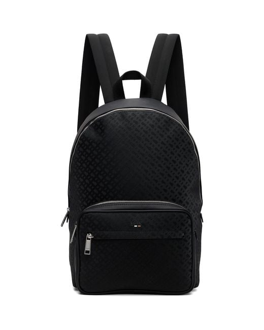 Boss Black Check Faux-Leather Backpack for men