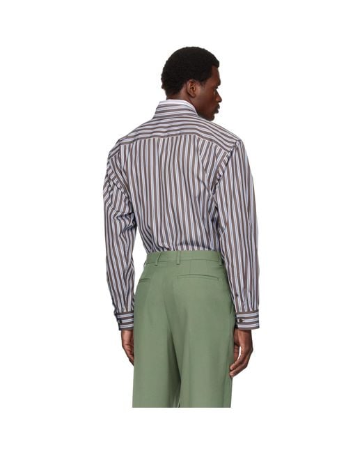 Dries Van Noten Green Double-Layer Cotton Shirt for men