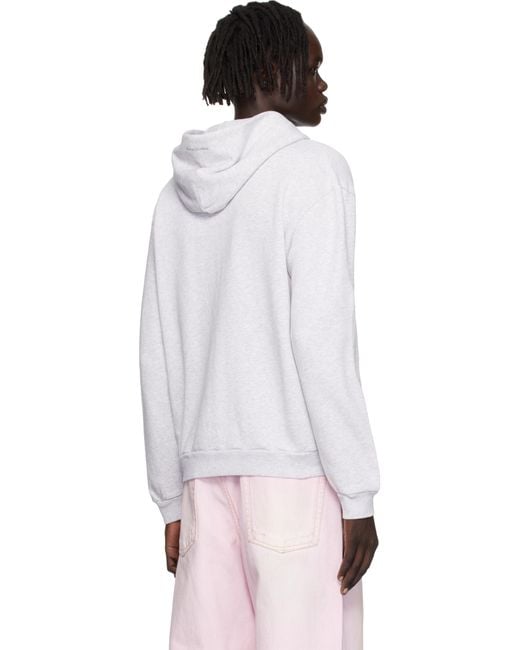 Acne White Zipper Hoodie for men
