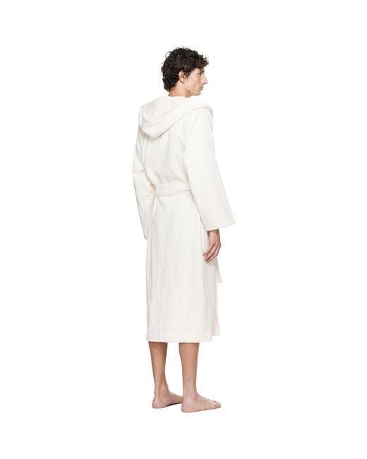 Tekla White Off- Terry Hooded Bathrobe for men