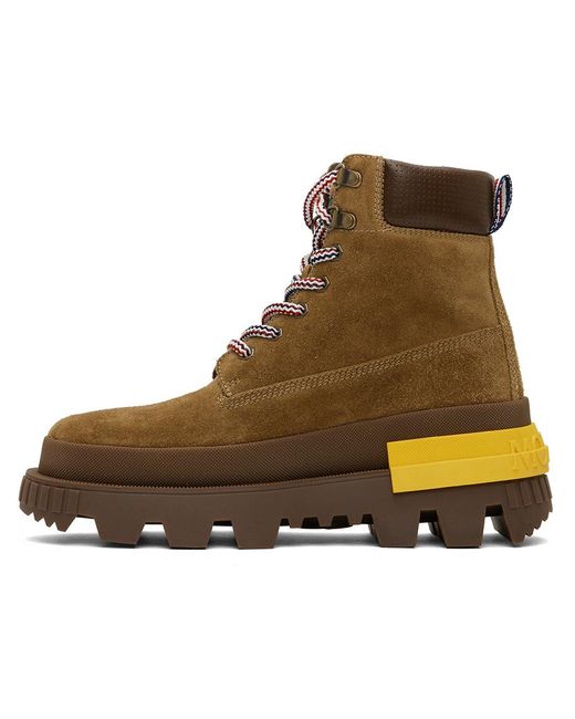 Moncler Brown Mon Corp Round Toe Lace-up Boots for men