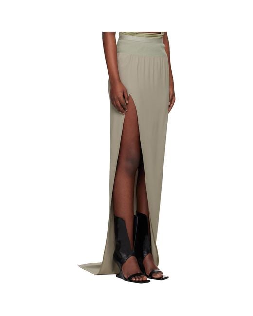 Rick Owens Natural Hollywood Cocoon Crepe Slit Maxi Skirt
