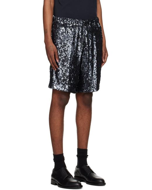 Dries Van Noten Black Embellished Shorts for men