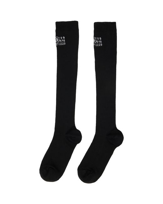 MM6 by Maison Margiela Black Rib Knee-High Socks
