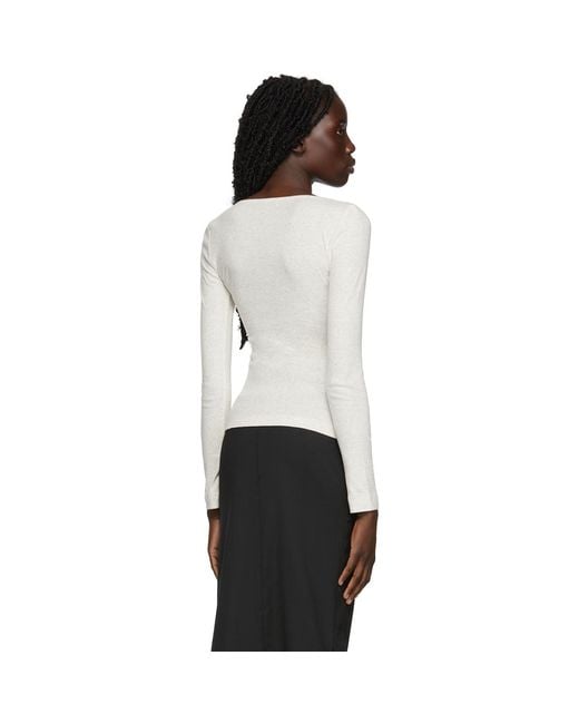 Rosetta Getty Black Grey Ruched Drawstring Cut-out Top