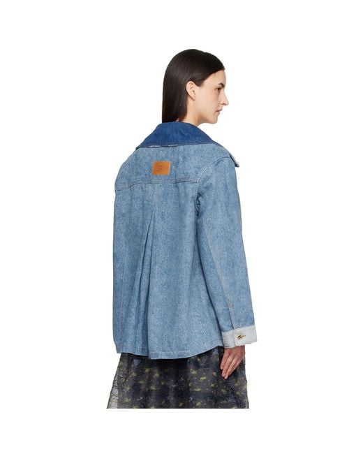 Ganni Blue Patchwork Denim Jacket