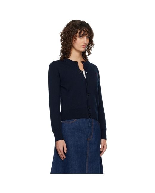 AMI Blue Wool Crewneck Ami De Coeur Cardigan