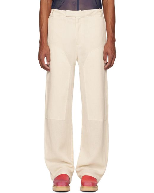 Eckhaus Latta Natural Off- Relaxed-fit Trousers for men