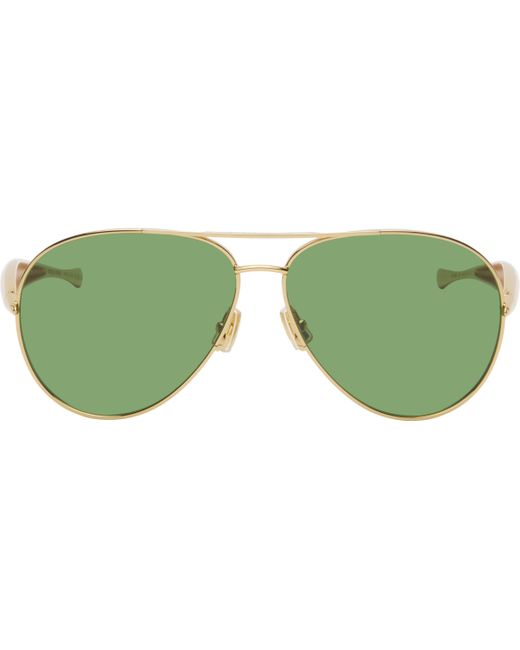 メンズ Bottega Veneta ゴールド Sardine アビエイターサングラス Green