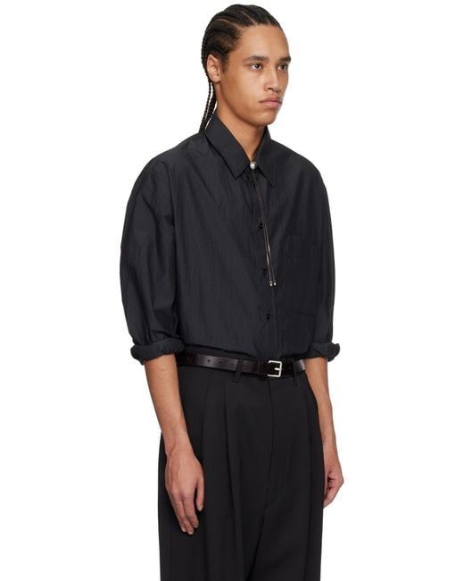 メンズ Lemaire ブラック ダブルポケット シャツ Black