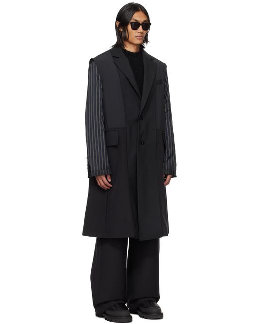 Manteau noir en tissu de costume Sacai pour homme en coloris Black