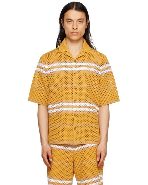 Burberry Orange Yellow Striped Shirt for men