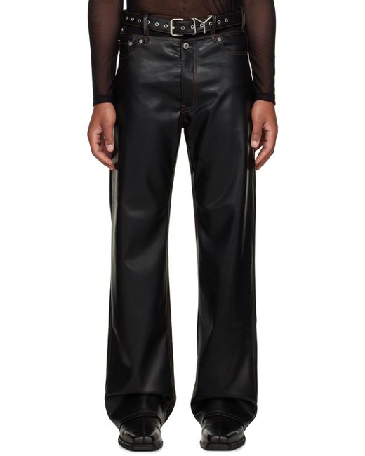 Y. Project Black Y Belt Faux-leather Pants for men
