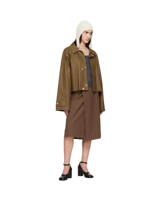 MM6 by Maison Margiela Brown Khaki Coated Short Trench Jacket