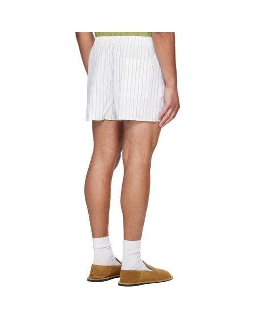 AMI White Off- & Cotton Elasticated Shorts for men