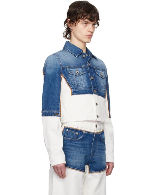 Blouson Bleu Et Blanc En Denim À Effet Petit Grand Jean Paul Gaultier pour homme en coloris Blue