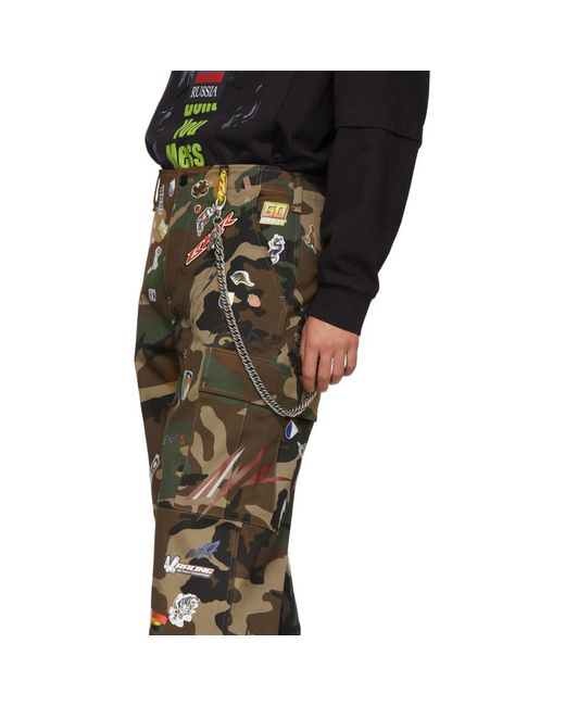 Vetements Green Camo Sticker Cargo Pants for Men | Lyst