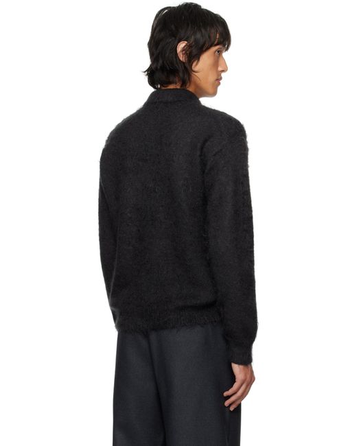 トップス AURALEE BRUSHED MOHAIR KNIT POLO BLACK 4 Auralee Brushed Super Kid Mohair Knit Polo Ink Black – Neighbour