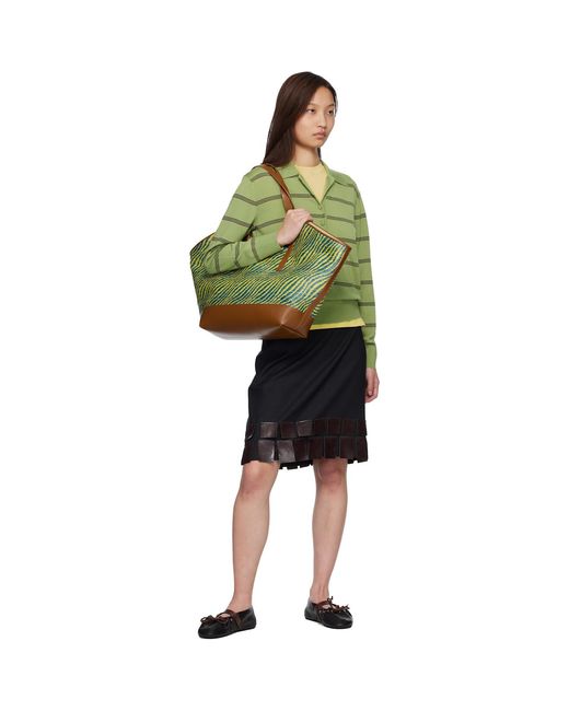 Marni Green Raffia-Effect Waves Tote
