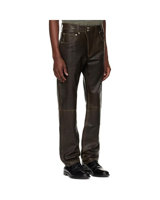 Enfants Riches Deprimes Black Moto Fly Straight Leg Leather Pants for men