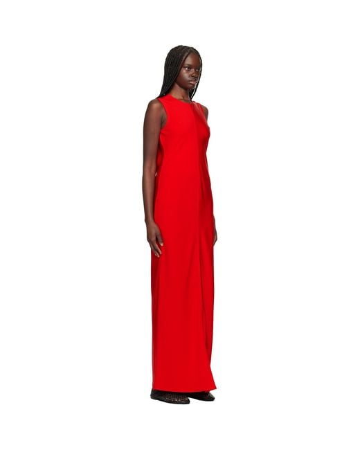 AMI Red Straight Maxi Dress