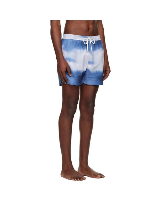 Boss Blue Printed Swim Shorts for men