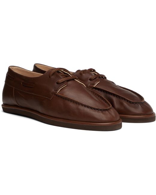 AURALEE Soft Leather Deck Shoes in Black | Lyst
