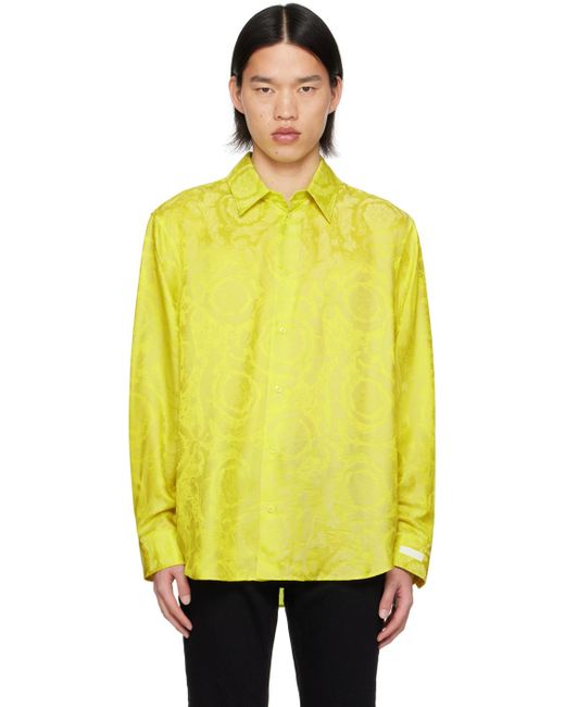 Chemise jaune à motif baroque Versace pour homme en coloris Yellow