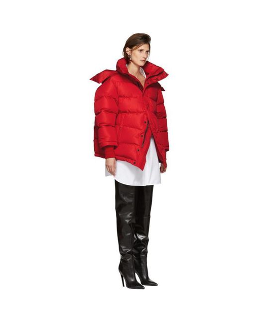 Balenciaga Red Down Swing Puffer Jacket | Lyst Canada