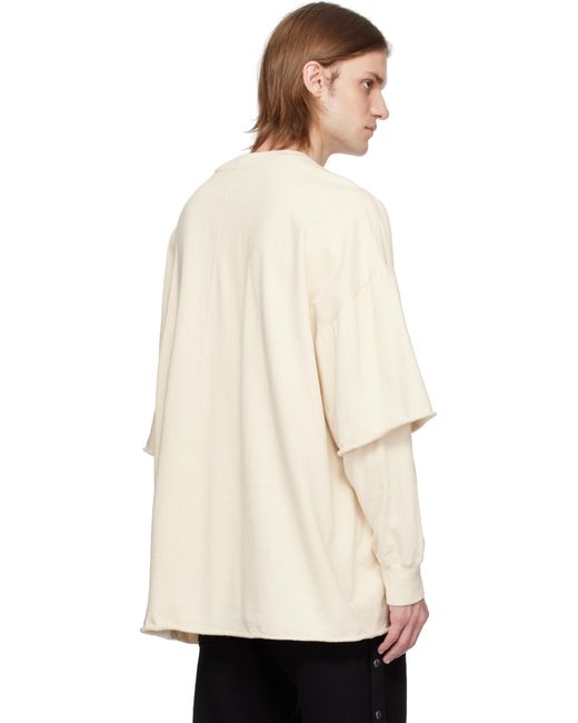 メンズ Rick Owens オフホワイト Hollywood Tommy Hustler Tシャツ Natural