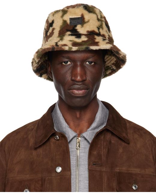 Paul Smith Brown Camouflage Bucket Hat for men